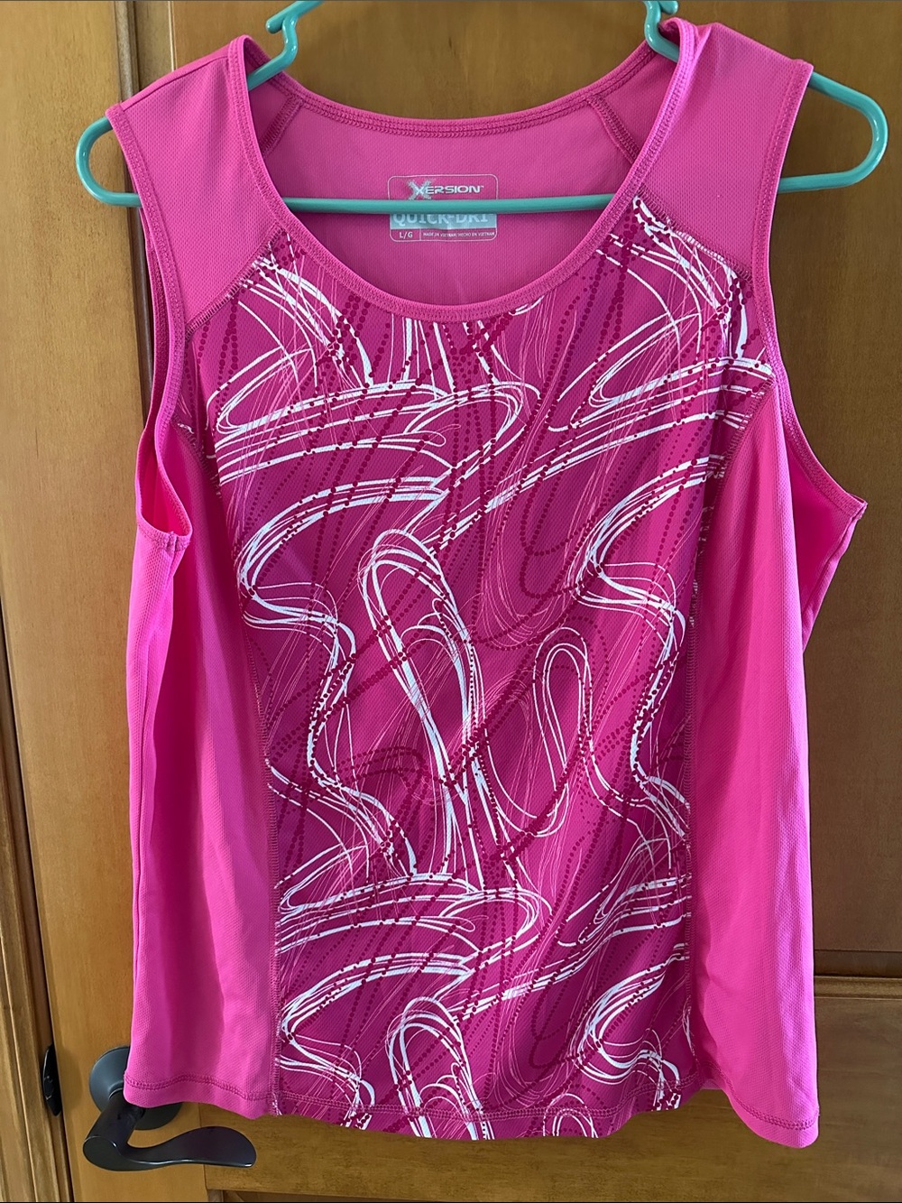 Xersion Quick-Dri Pink Abstract Print Sleeveless Athletic Tank Top L 💗